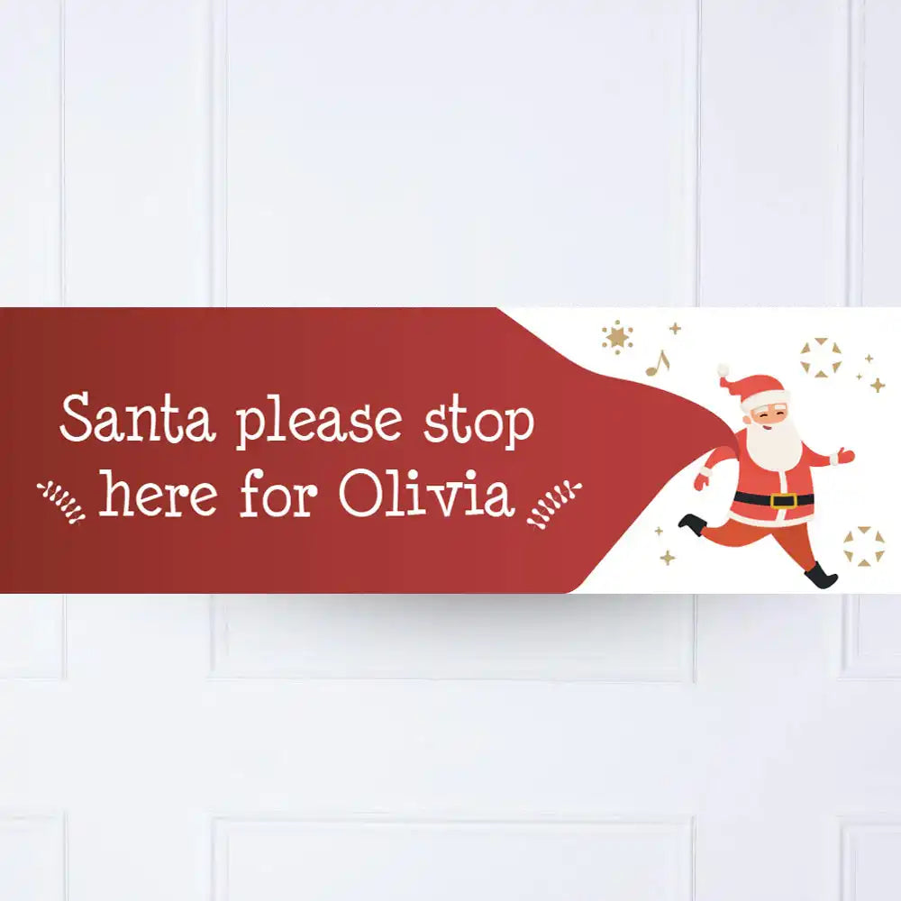 Santa on the Run Personalised Party Banner Personalised Banner