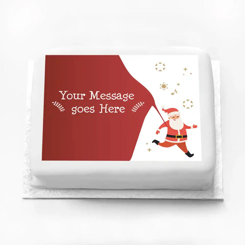 Personalised Photo Cake - Santa on the Run Message only Personalised Cake