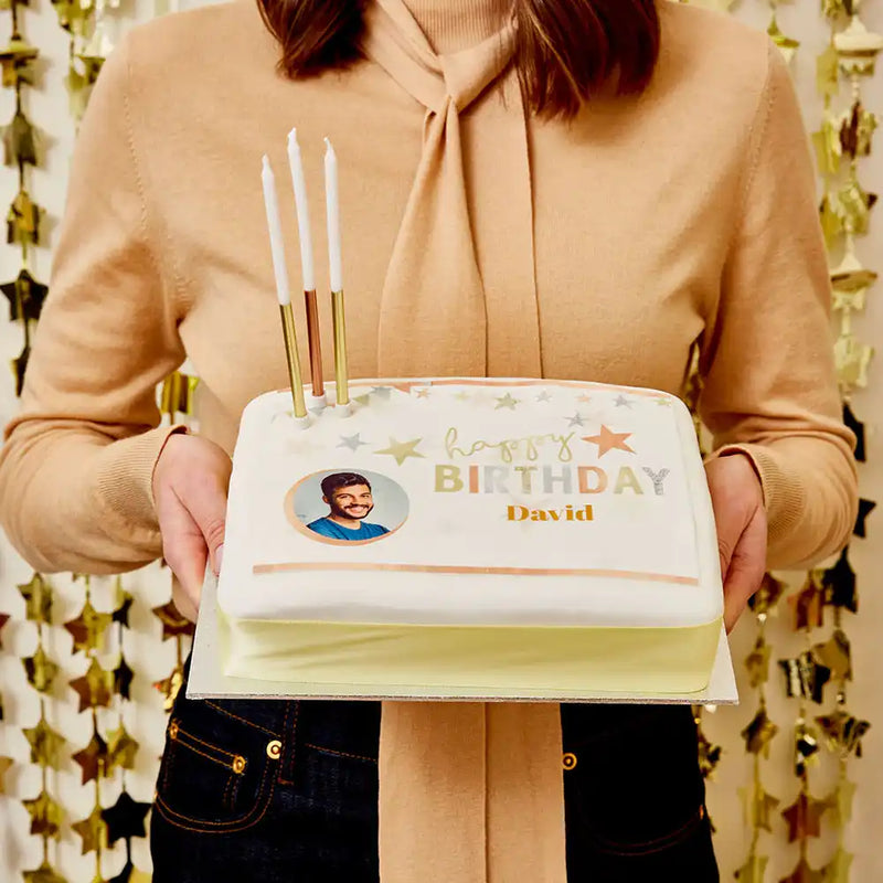Personalised Photo Cake - Mixed Metallics Personalised Cake