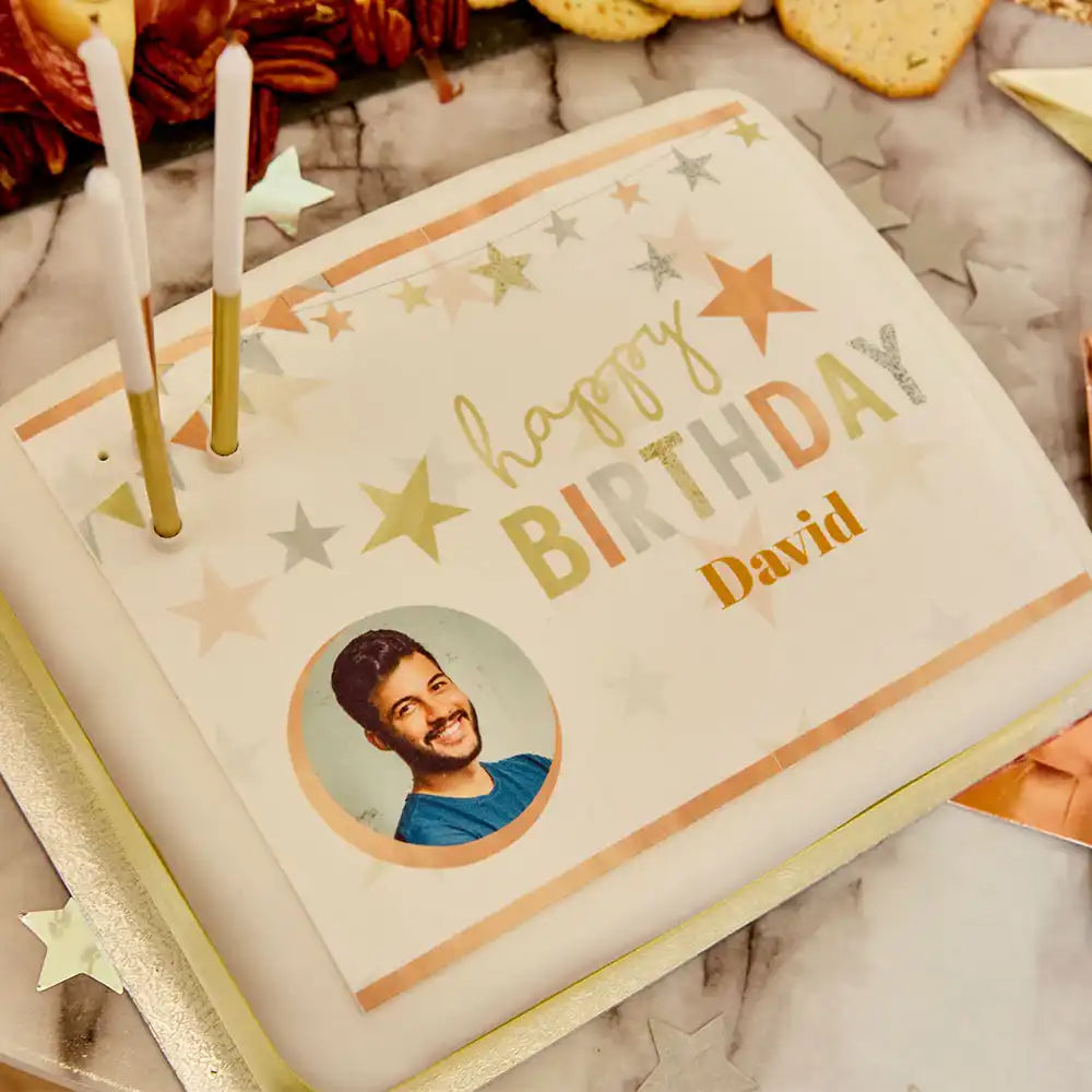 Personalised Photo Cake - Mixed Metallics Personalised Cake