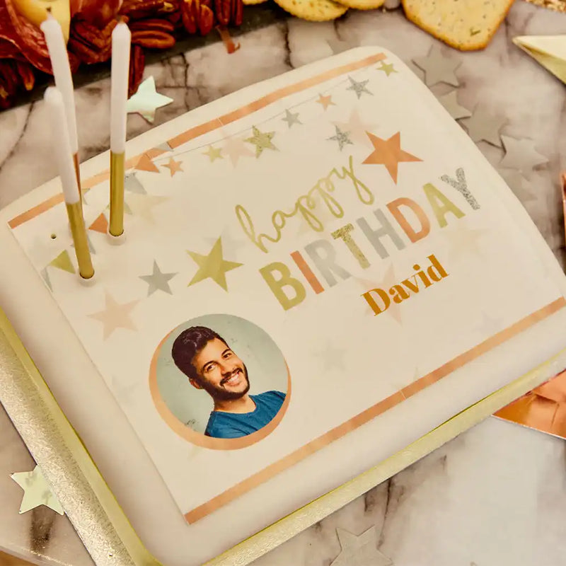 Personalised Photo Cake - Mixed Metallics Personalised Cake