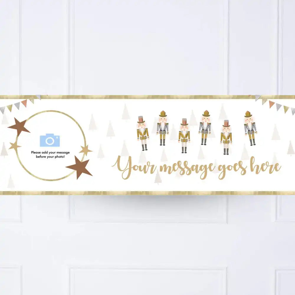 Metallic Nutcracker Personalised Party Banner Christmas 2024