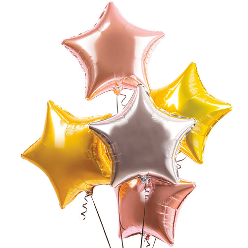Inflated Balloon Bunch - Metallic Stars