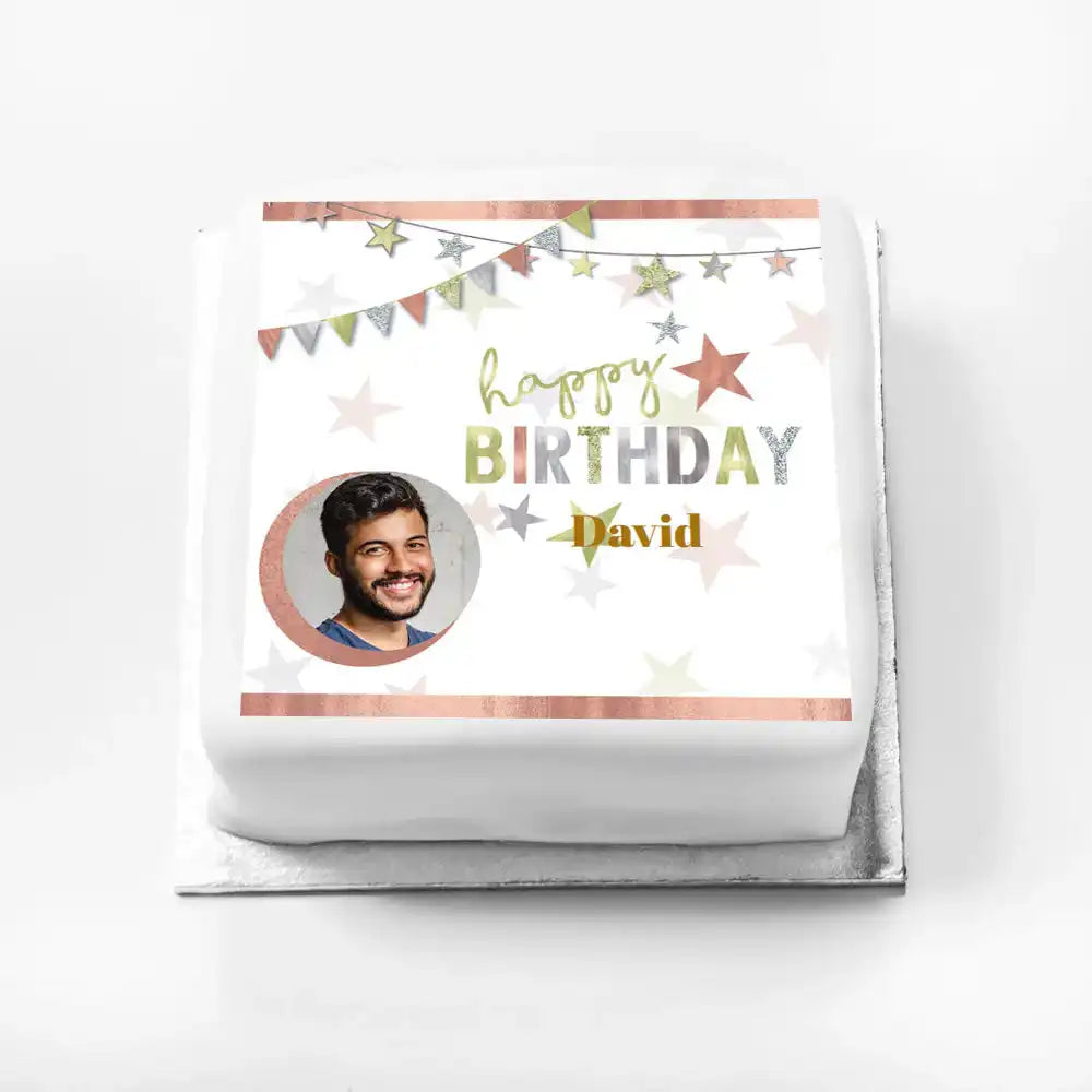 Personalised Photo Cake - Mixed Metallics Personalised Cake
