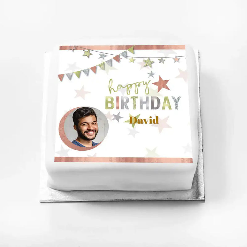 Personalised Photo Cake - Mixed Metallics Personalised Cake