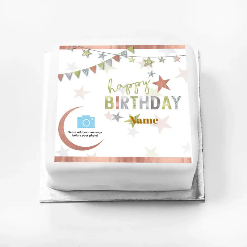 Personalised Photo Cake - Mixed Metallics Small (up to 6 small portions) Personalised Cake