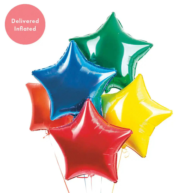 Inflated Balloon Bunch - Rainbow Stars Personalised Balloons