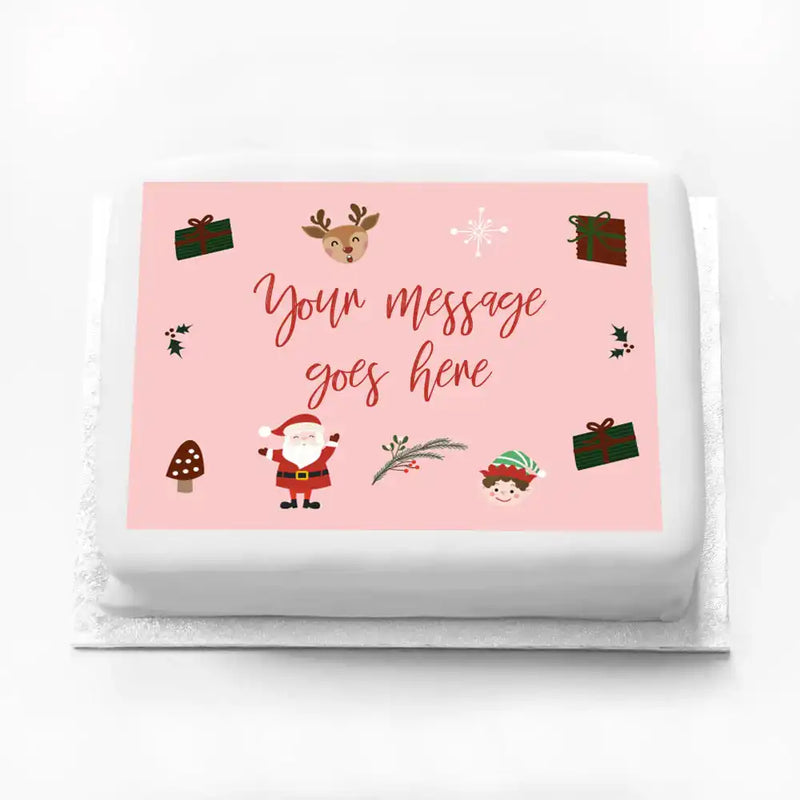 Personalised Photo Cake - Christmas Characters Message only Personalised Cake