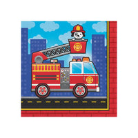 Flaming Fire Truck - Party Napkins (x16) Kids Party