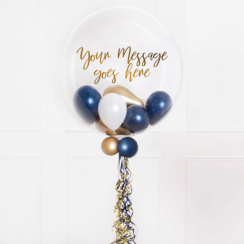 Personalised Bubble Balloon in a Box - Navy Luxe