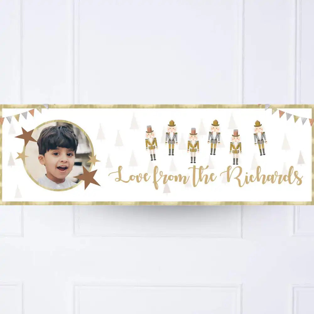 Metallic Nutcracker Personalised Party Banner Christmas 2024