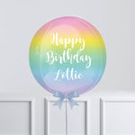 Personalised Orb Balloon - Pastel Rainbow Ombre
