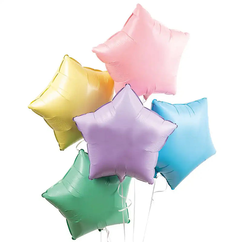 Inflated Balloon Bunch - Pastel Rainbow Stars Personalised Balloons