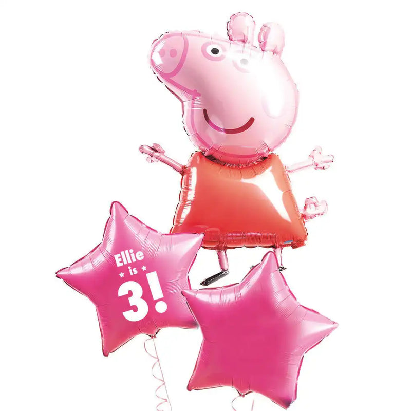 Personalised Inflated Balloon Bunch - Peppa Pig Personalised Balloons