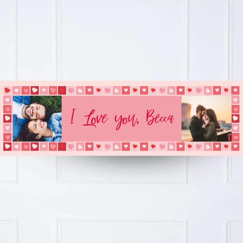 Photo Heart Collage Personalised Party Banner Personalised Banner