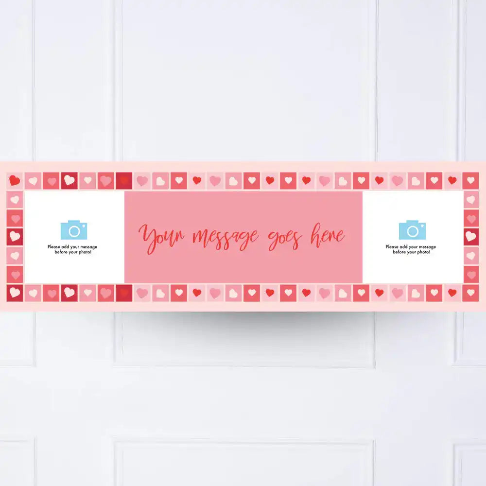 Photo Heart Collage Personalised Party Banner Personalised Banner