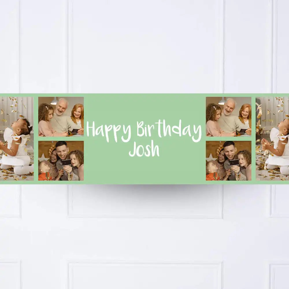Green Collage Personalised Party Banner Personalised Banner