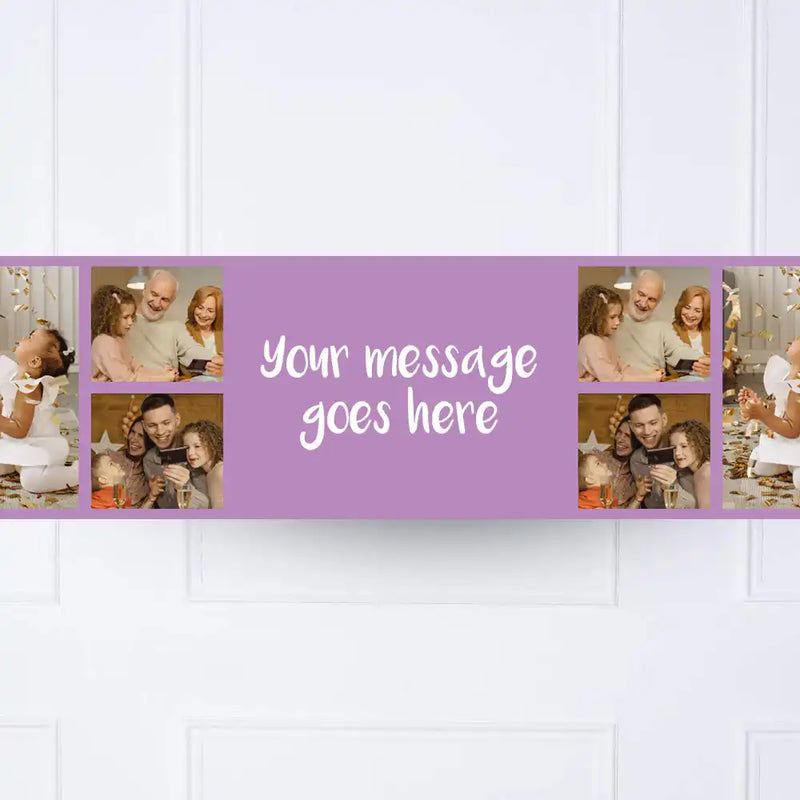 Coloured Collage Personalised Party Banner Purple None Personalised Banner