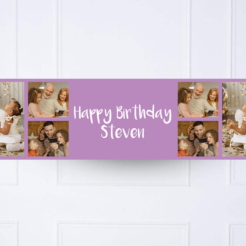 Purple Collage Personalised Party Banner