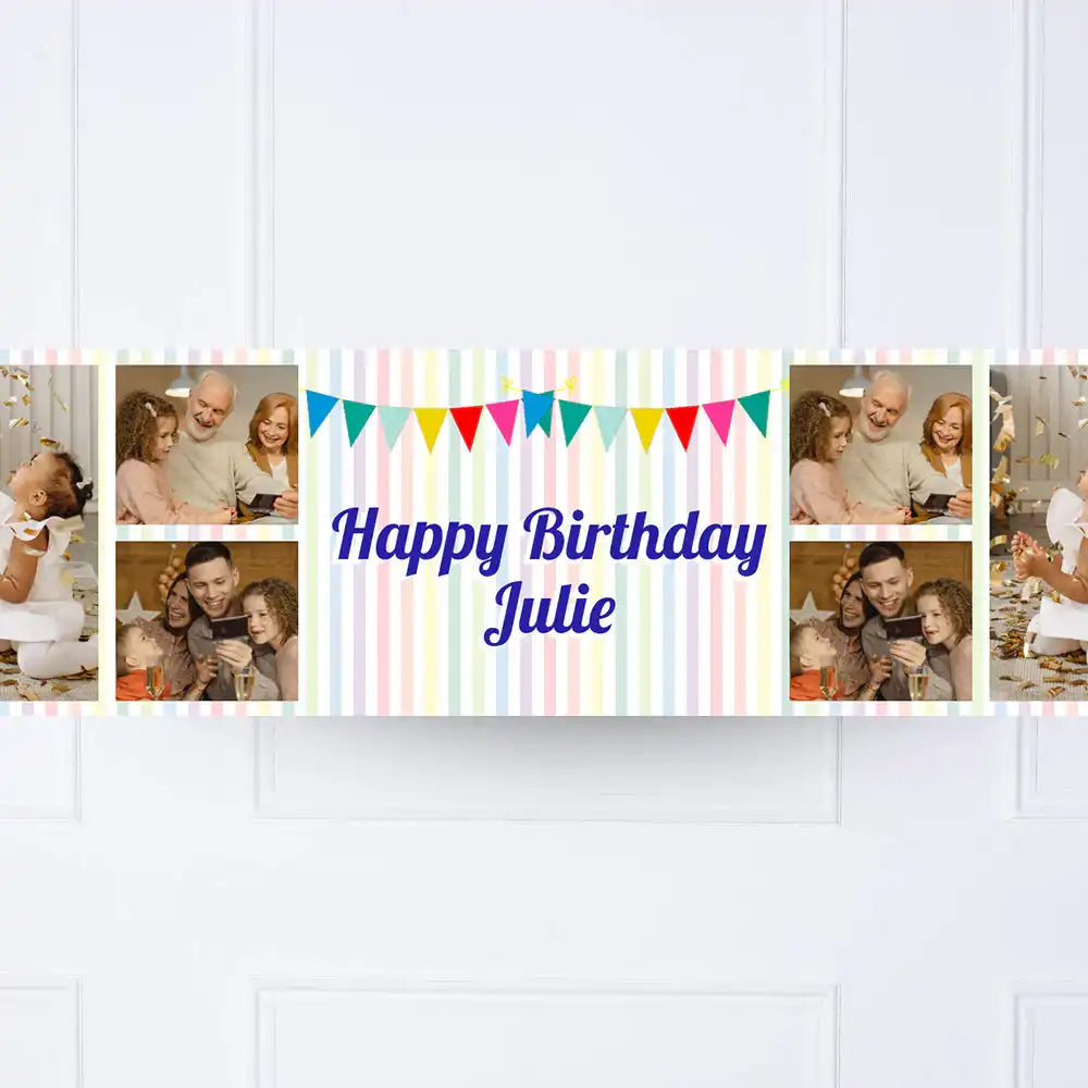 Rainbow Bunting Personalised Party Banner Personalised Banner