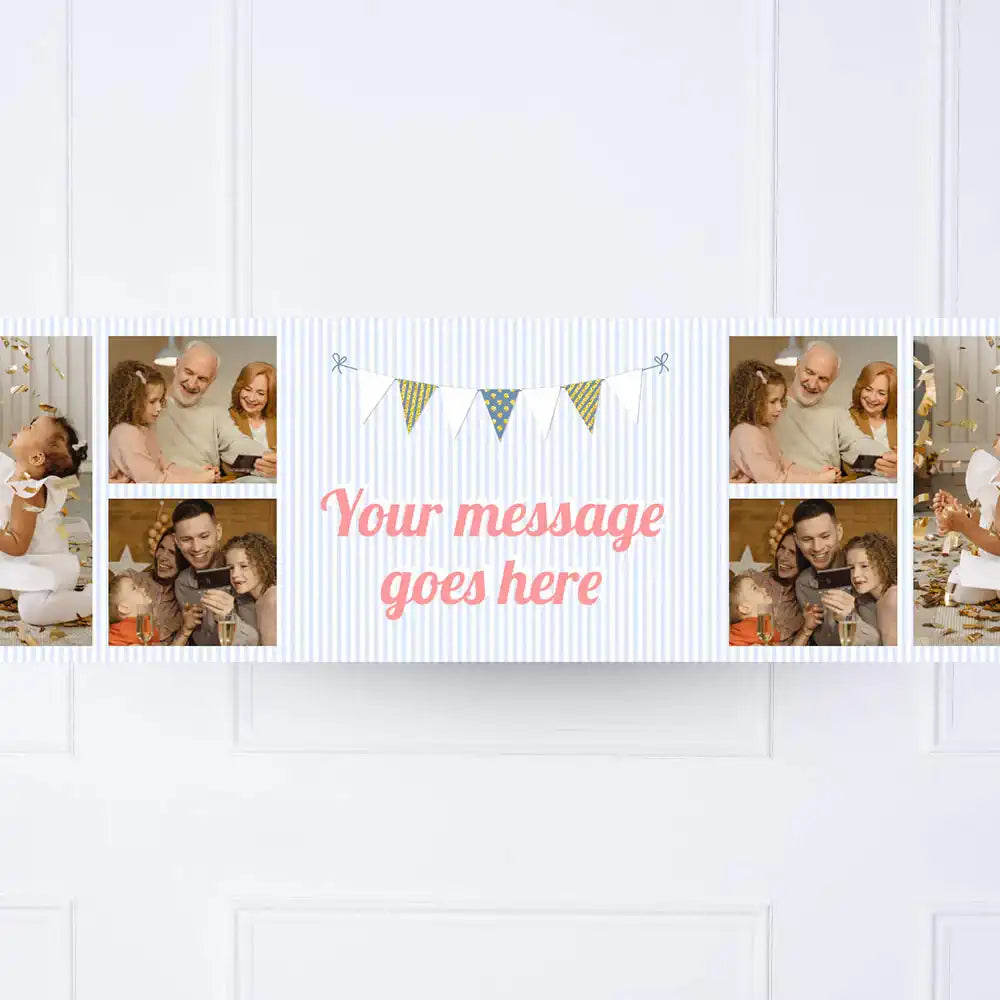 Blue Stripe Bunting Personalised Party Banner Personalised Banner