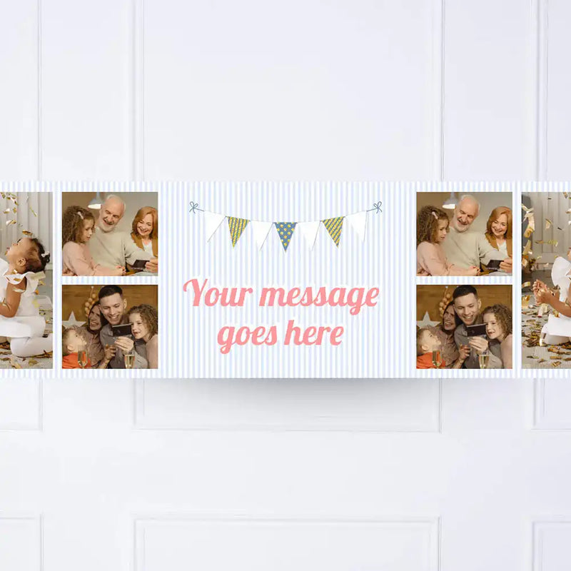 Blue Stripe Bunting Personalised Party Banner Personalised Banner