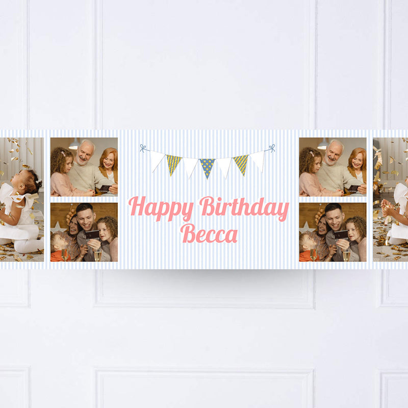 Blue Stripe Bunting Personalised Party Banner