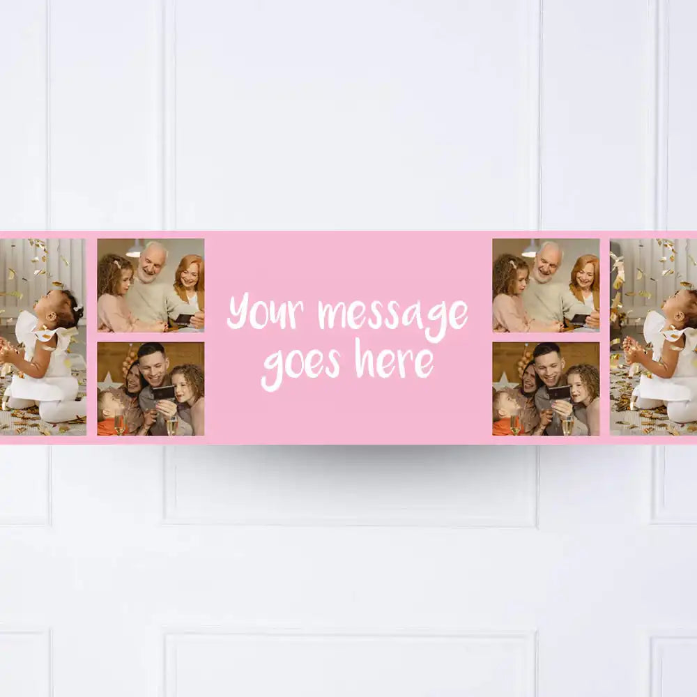 Coloured Collage Personalised Party Banner Pink None Personalised Banner