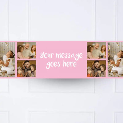 Coloured Collage Personalised Party Banner Pink None Personalised Banner
