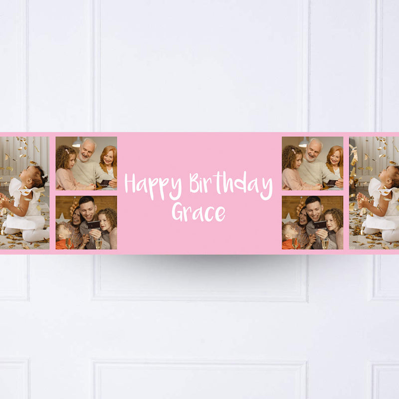Pink Collage Personalised Party Banner