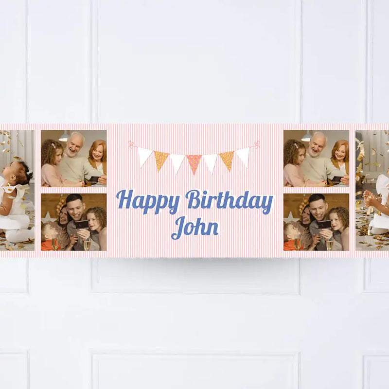 Pink Stripe Bunting Personalised Party Banner Personalised Banner