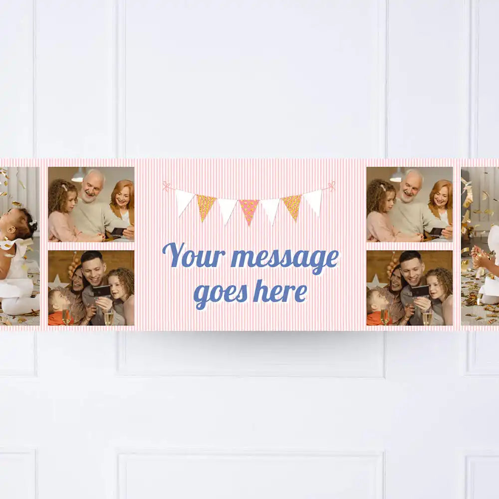 Pink Stripe Bunting Personalised Party Banner Personalised Banner
