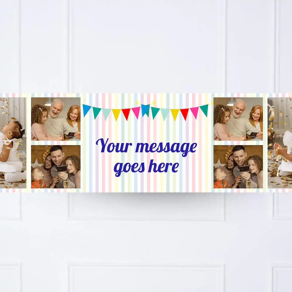 Rainbow Bunting Personalised Party Banner Personalised Banner