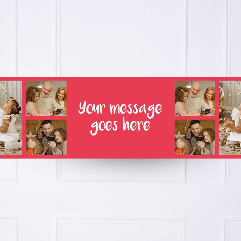 Coloured Collage Personalised Party Banner Red None Personalised Banner