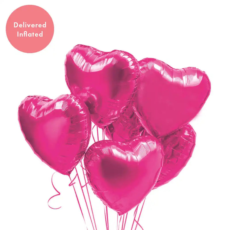 Inflated Balloon Bunch - Pink Hearts Personalised Balloons