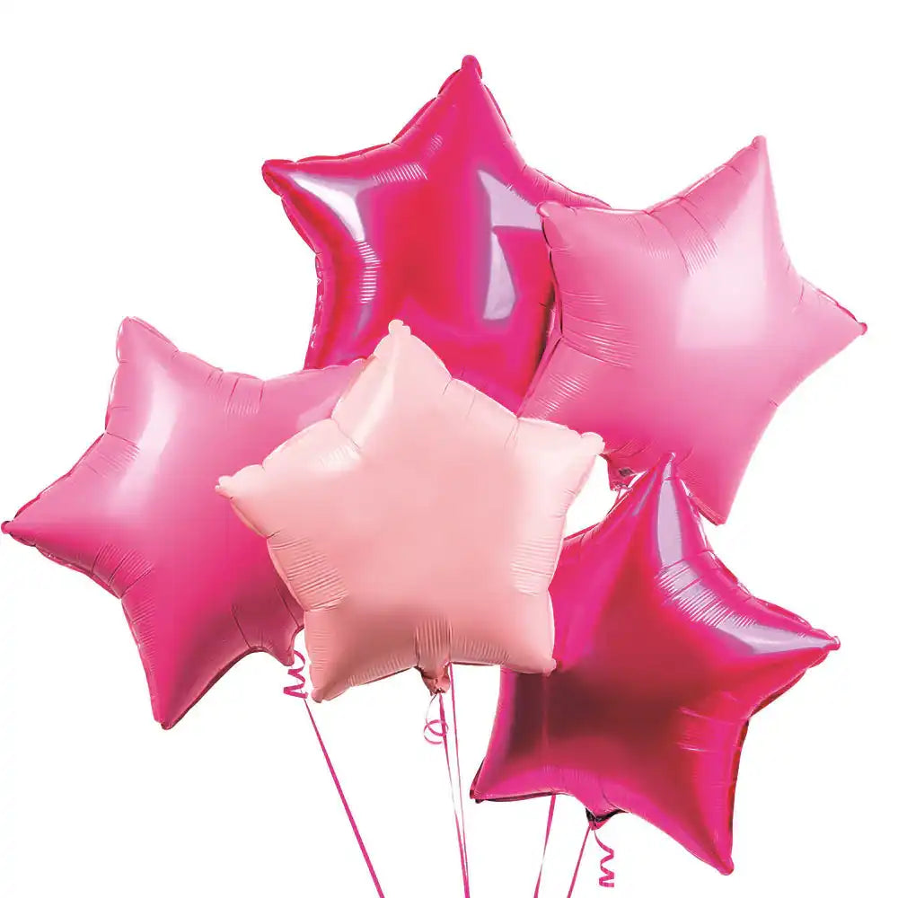 Inflated Balloon Bunch - Pink Stars Personalised Balloons