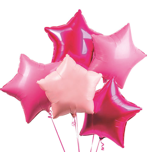 Inflated Balloon Bunch - Pink Stars