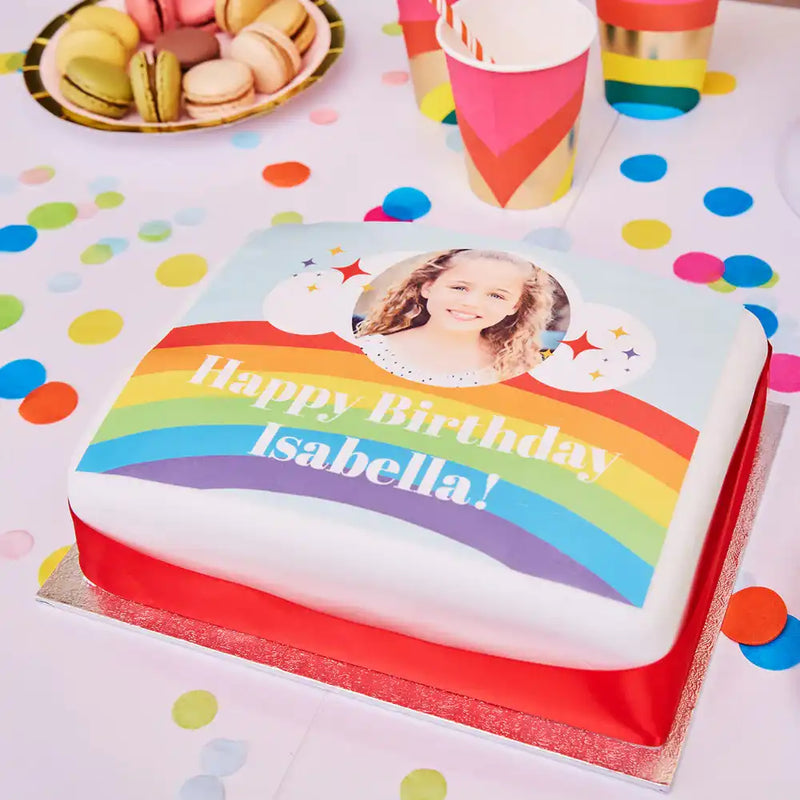 Personalised Photo Cake - Rainbow Personalised Cake