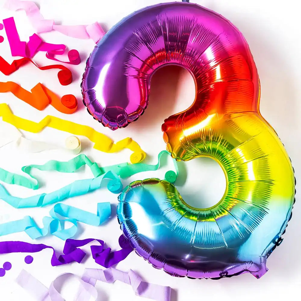 Supershape Rainbow 34" Helium Balloon Number 3 General Party