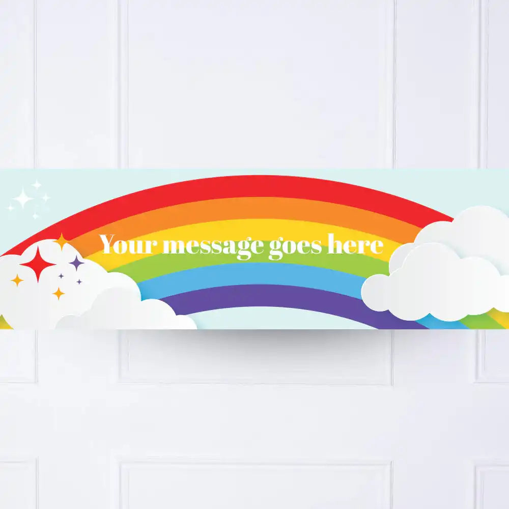 Rainbow Personalised Party Banner Message No Personalised Banner