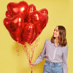 A Dozen Red Heart Personalised Balloons in a Box
