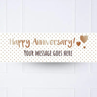 Rose Gold Dots Anniversary Personalised Party Banner No Personalised Banner
