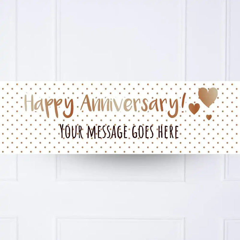 Rose Gold Dots Anniversary Personalised Party Banner No Personalised Banner