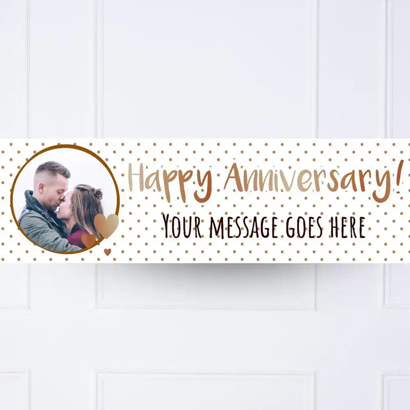 Rose Gold Dots Anniversary Personalised Party Banner Yes Personalised Banner