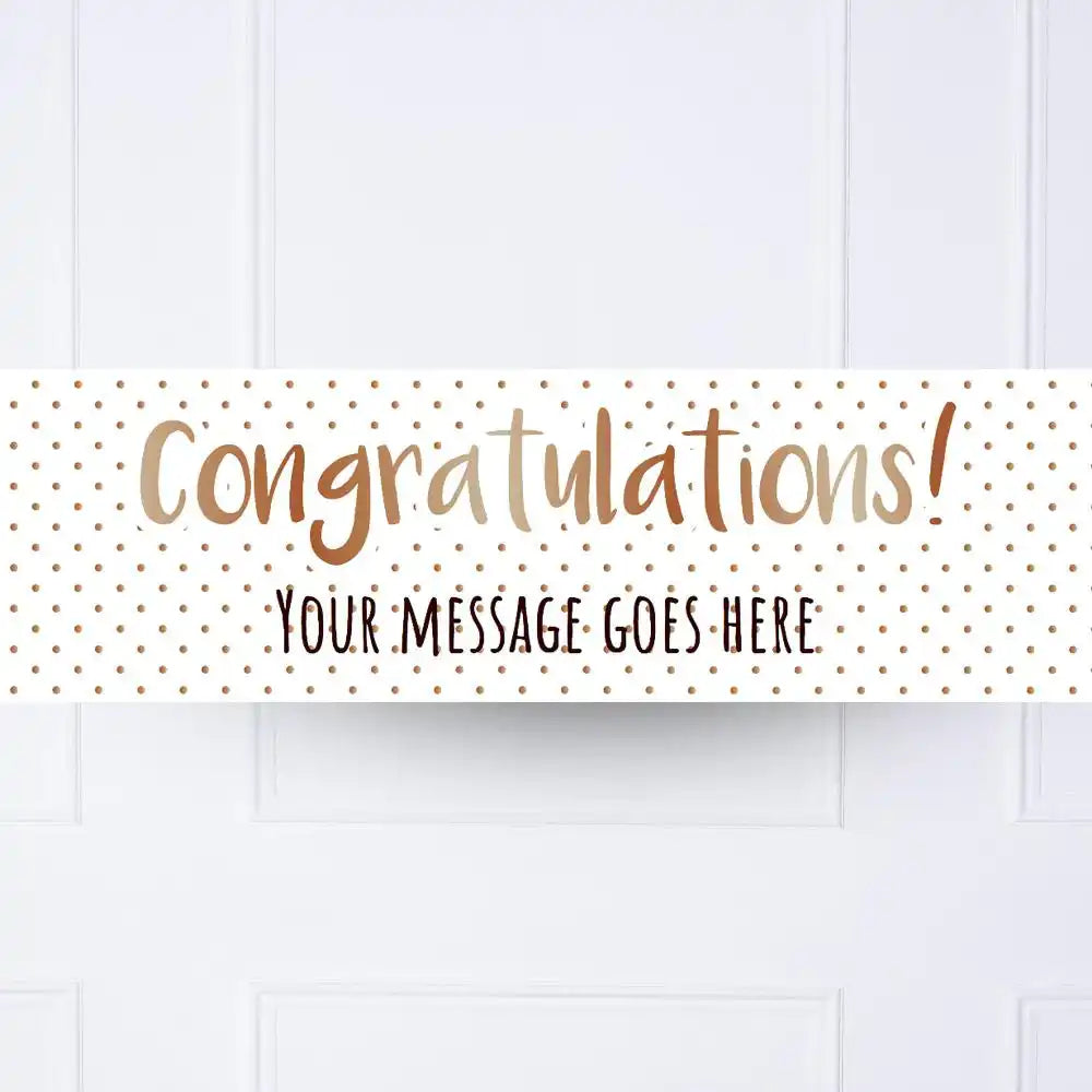 Rose Gold Dots Congratulations Personalised Party Banner No Personalised Banner