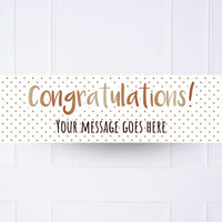 Rose Gold Dots Congratulations Personalised Party Banner No Personalised Banner