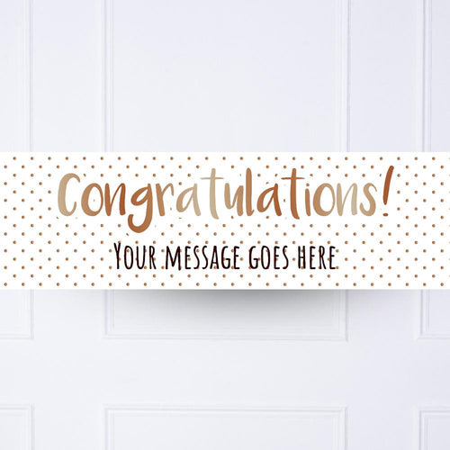 Rose Gold Dots Congratulations Personalised Party Banner