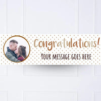 Rose Gold Dots Congratulations Personalised Party Banner Yes Personalised Banner