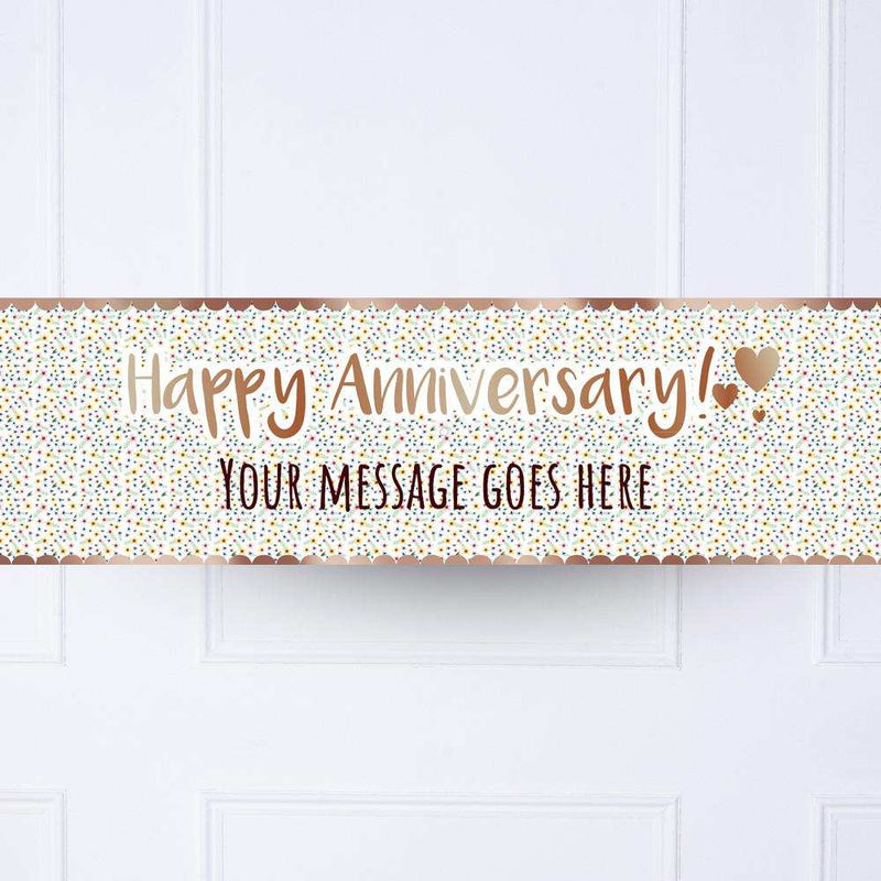 Rose Gold Floral Anniversary Personalised Party Banner No None Personalised Banner