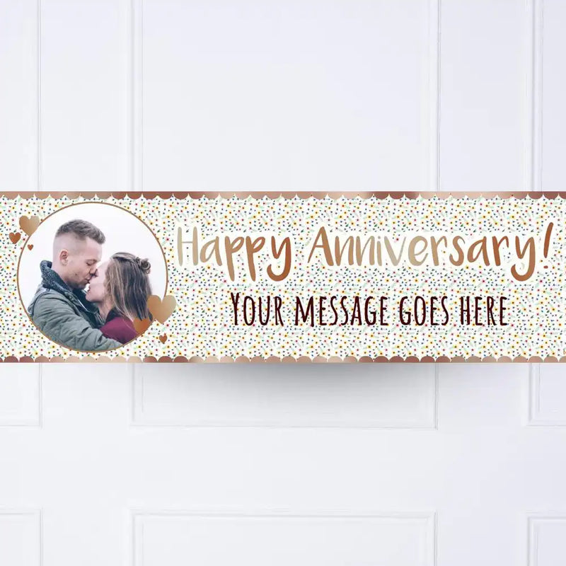 Rose Gold Floral Anniversary Personalised Party Banner Yes None Personalised Banner